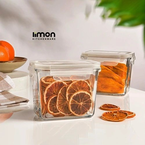 ظرف شیشه ای مستطیل دربدار 920 میلی لیتر (الوان)