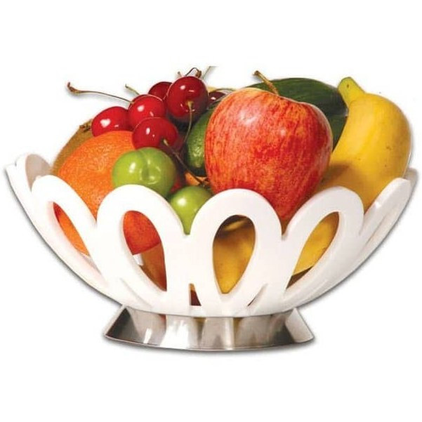 سبد میوه متوسط پایه استیل لیمون (الوان)
