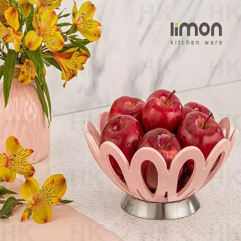 سبد میوه کوچک پایه استیل لیمون (الوان)