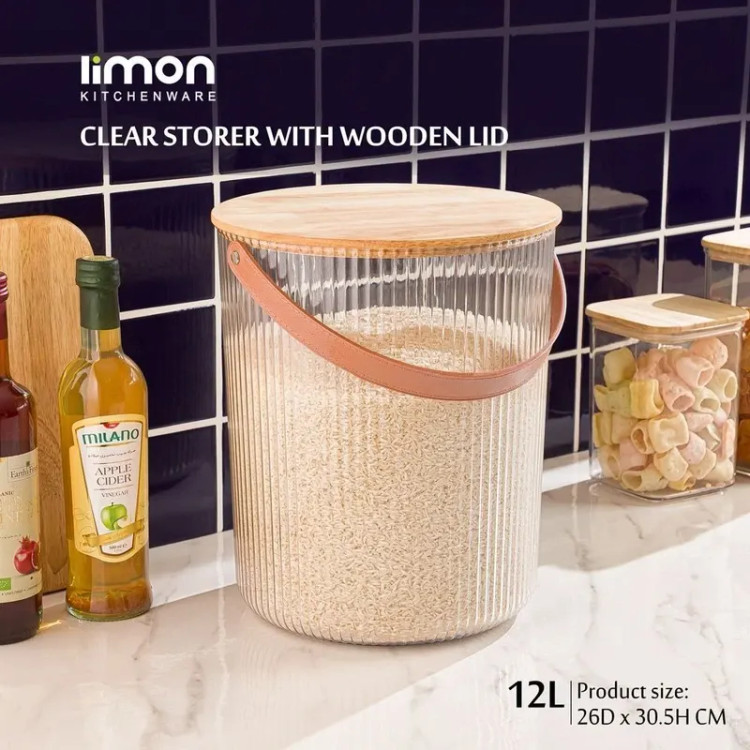 سطل برج شیار دار 9 کیلویی درب چوبی لیمون